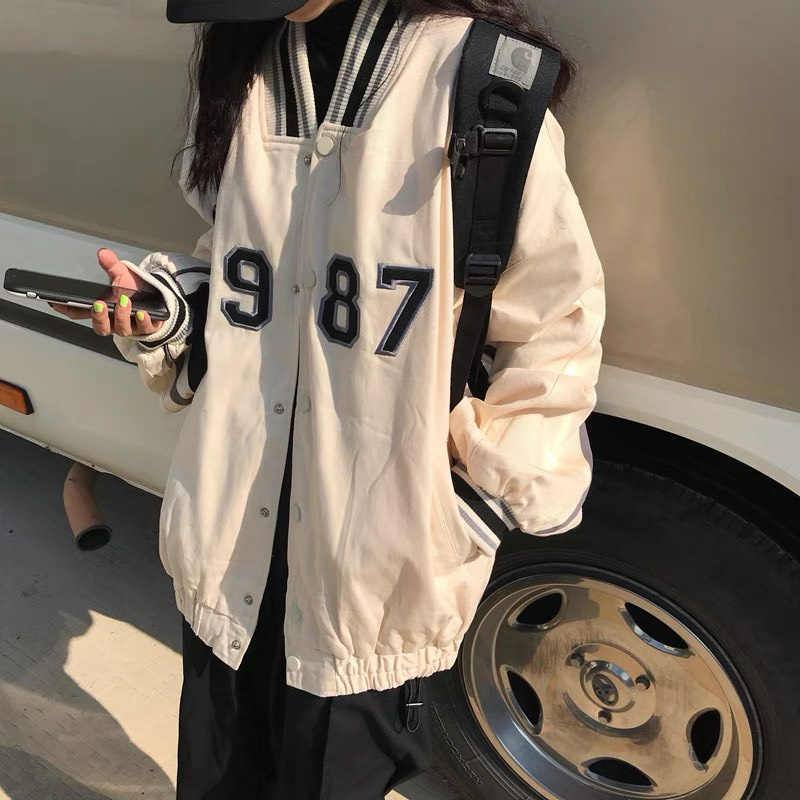 Bomber kaki 1987 oversize  nam nữ AK035 Áo khoác jacket nam hình nét đẹp from to tay bồng