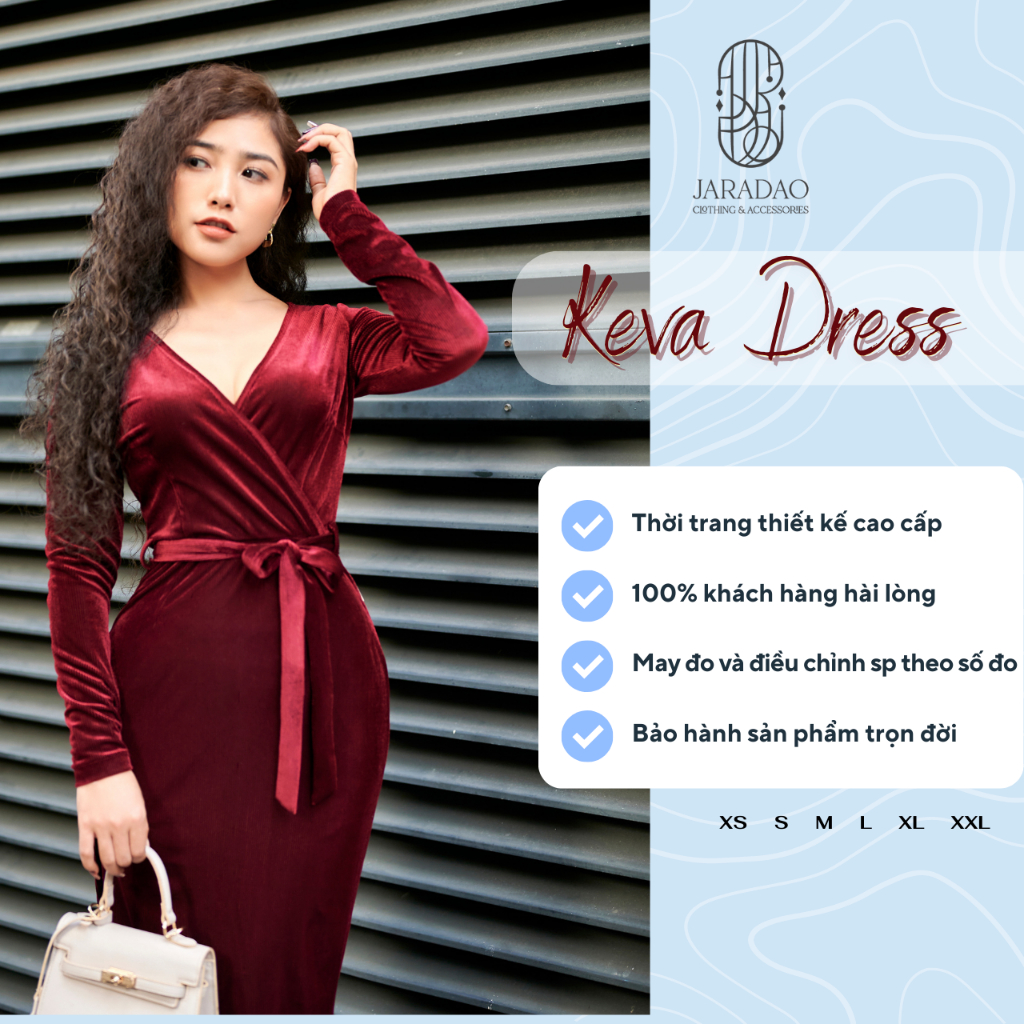 Váy ôm body sexy nhung tăm thời trang thiết kế dự tiệc sang chảnh BST Retro Âu Mỹ JARADAO - Keva Dress