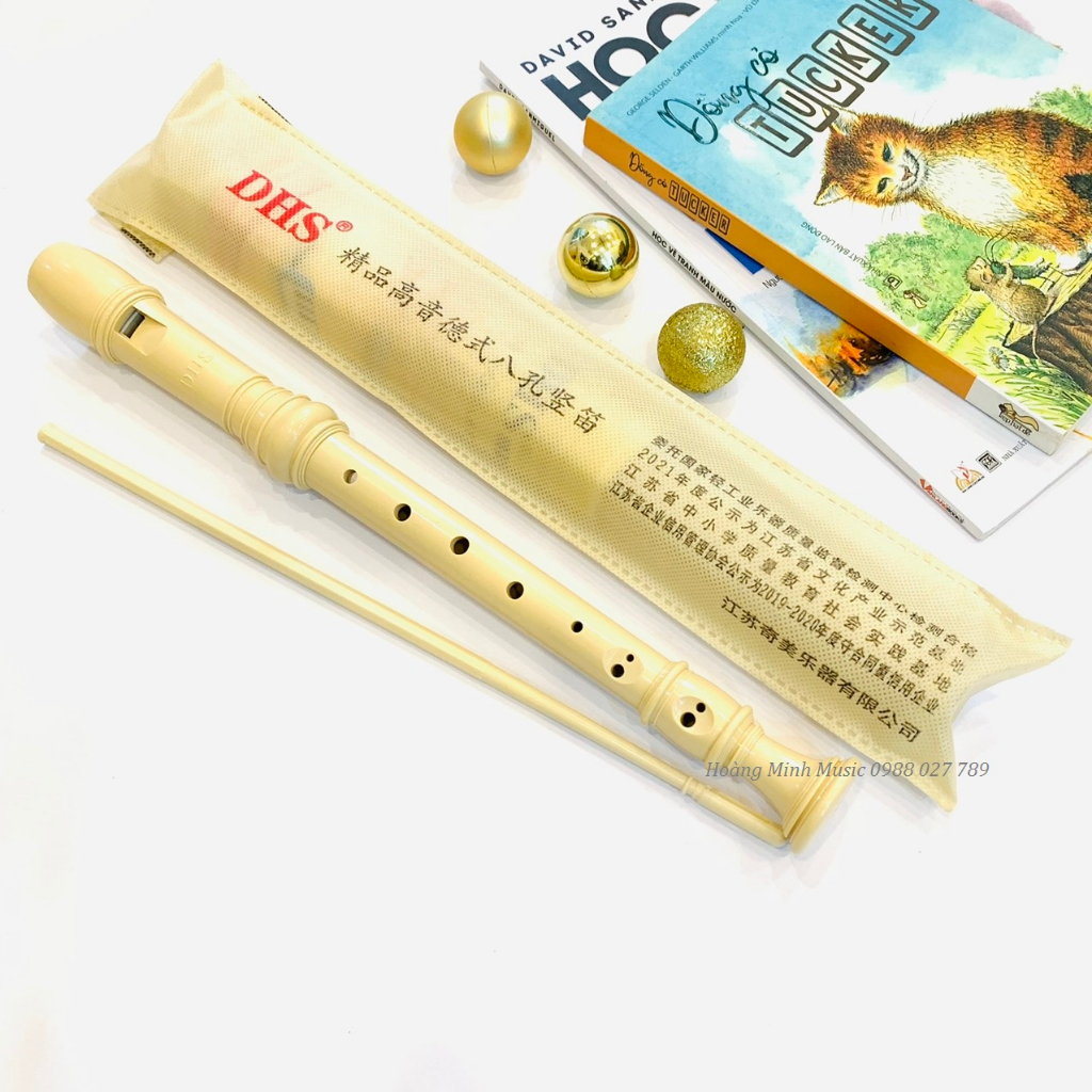 Sáo học sinh,sáo dọc Recorder 8 lỗ DHS rẻ,đẹp kèm quê vệ sinh,túi đựng.