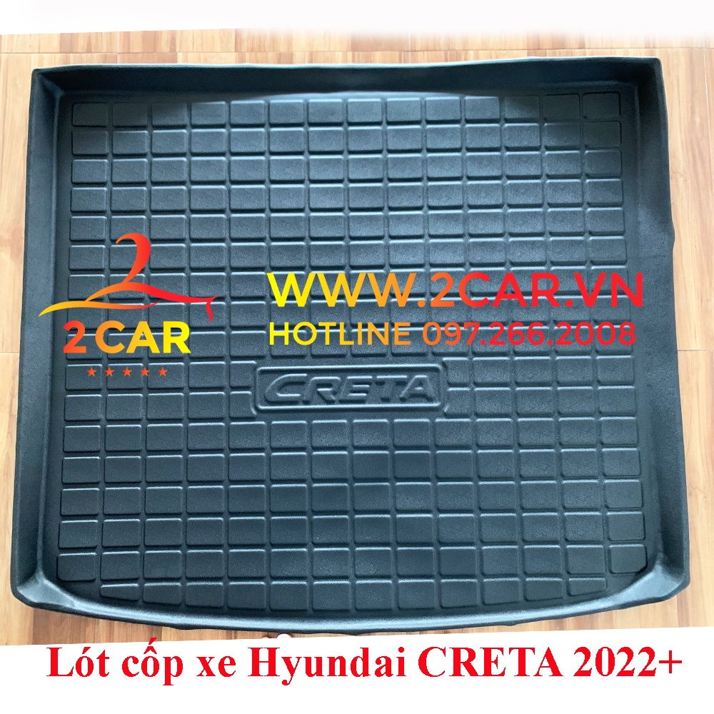 Lót cốp nhựa xe Hyundai Creta 2022 2023 - Mẫu có tai- Hàng không mùi, chống nước