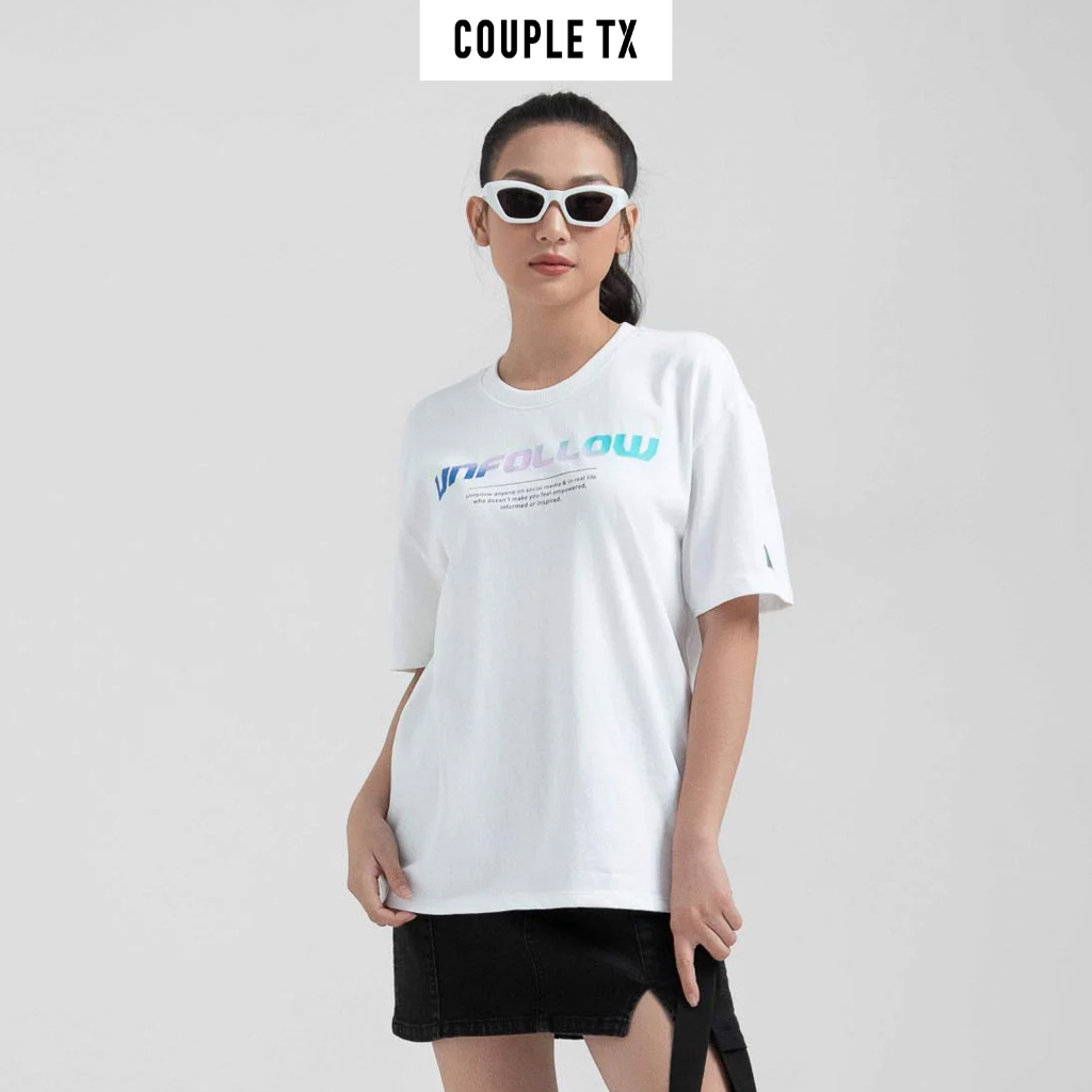 Áo Thun Nữ Couple TX Relax Fit In Typo Chuyển Màu WTS 2224