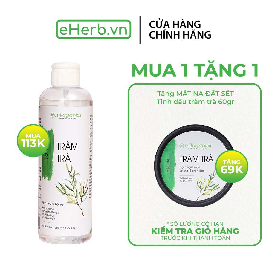 Toner nước hoa hồng ngừa mụn, dịu viêm tinh dầu tràm trà teatree