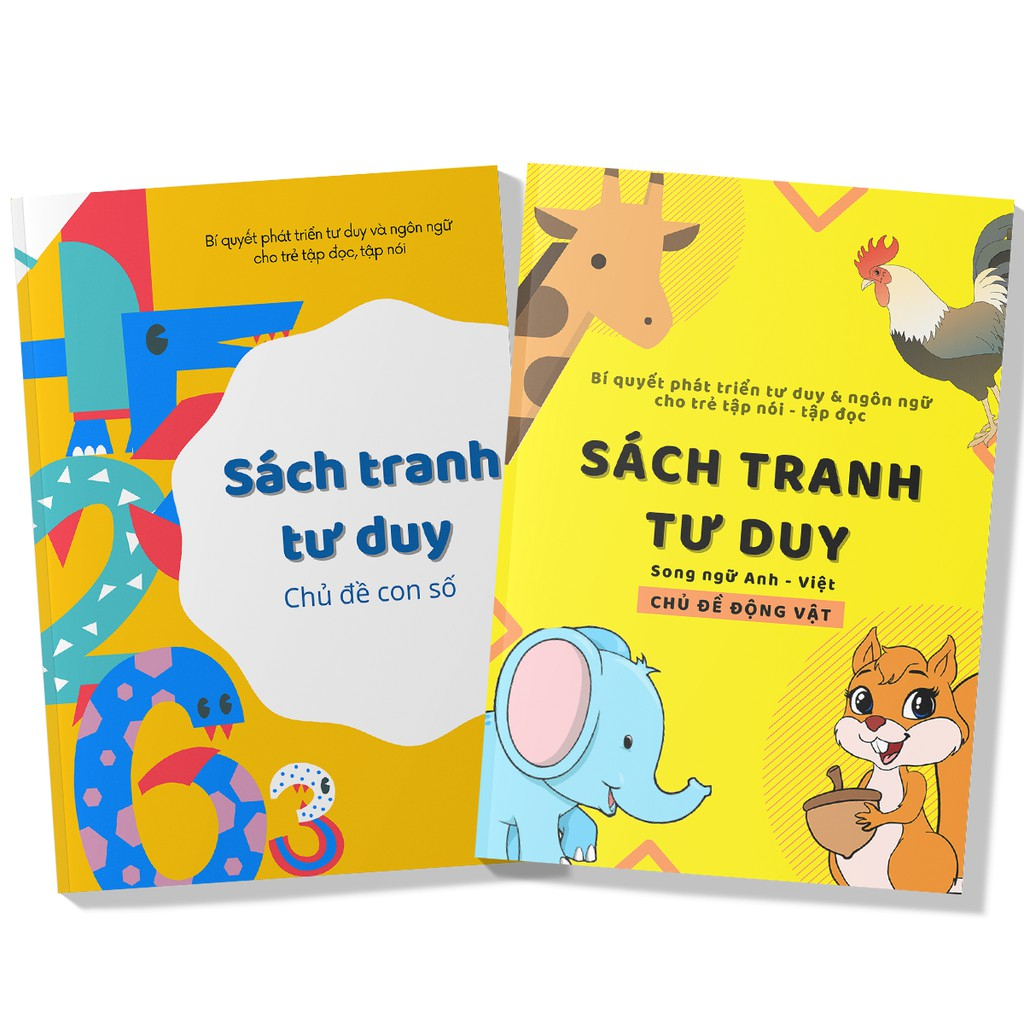 Sách tranh tư duy - Chủ đề Động vật / Con số - Cho trẻ tập nói, tập đọc ( Lẻ )