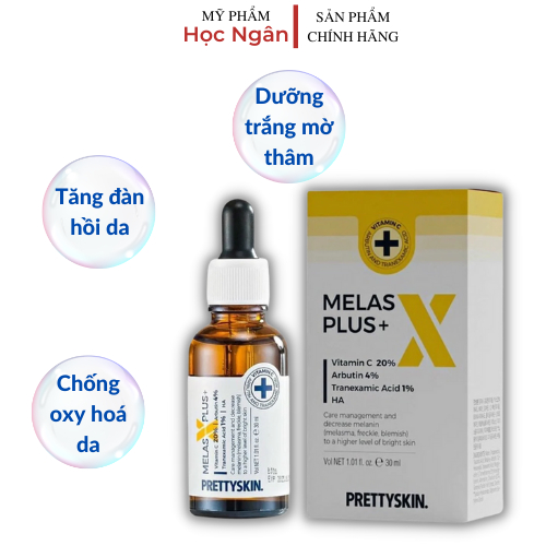 Serum PrettySkin Melas X Plus + Tinh chất  dưỡng trắng da mờ thâm nám Myphamhocngan1 30ml
