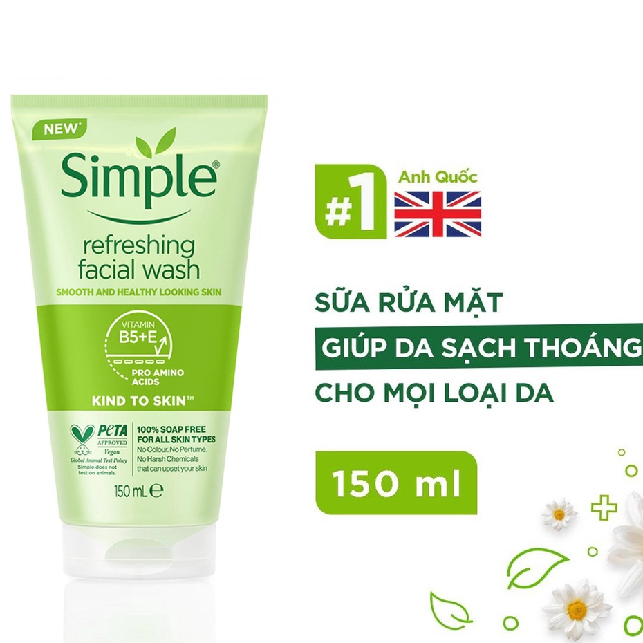 <Hàng chính hãng> Sữa rửa mặt SIMPLE cho da nhẹ cảm 150ml