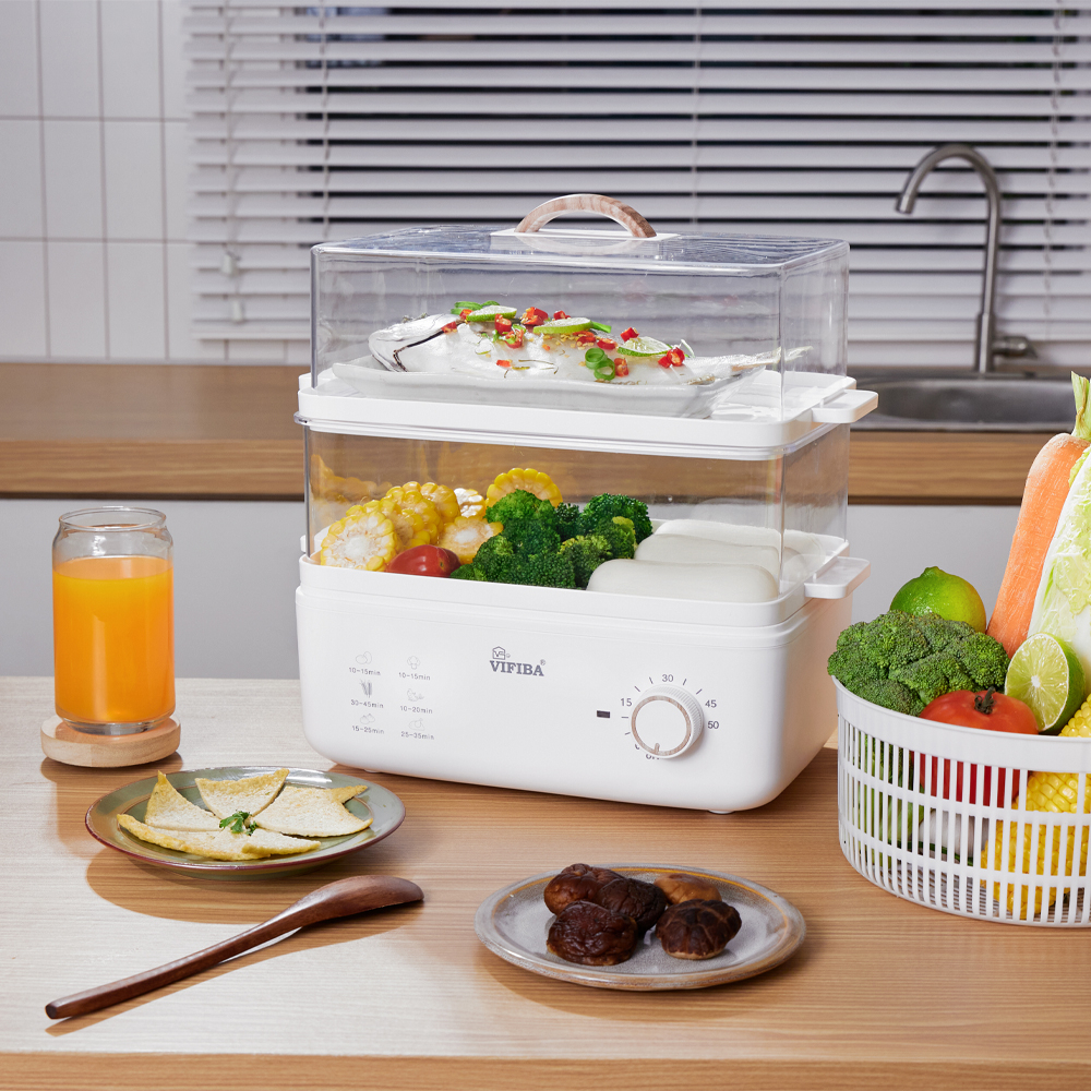 Nồi Hấp Điện 2 Tầng Đa Năng Với Dung Tích 10L, Công Suất Lớn, Chức Năng Hẹn Giờ Thông Minh