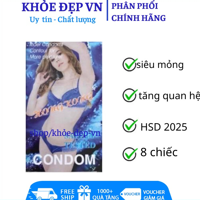 Bao cao su gia đình loại tốt Condom 1 hộp 96 cái hương dâu có bôi trơn