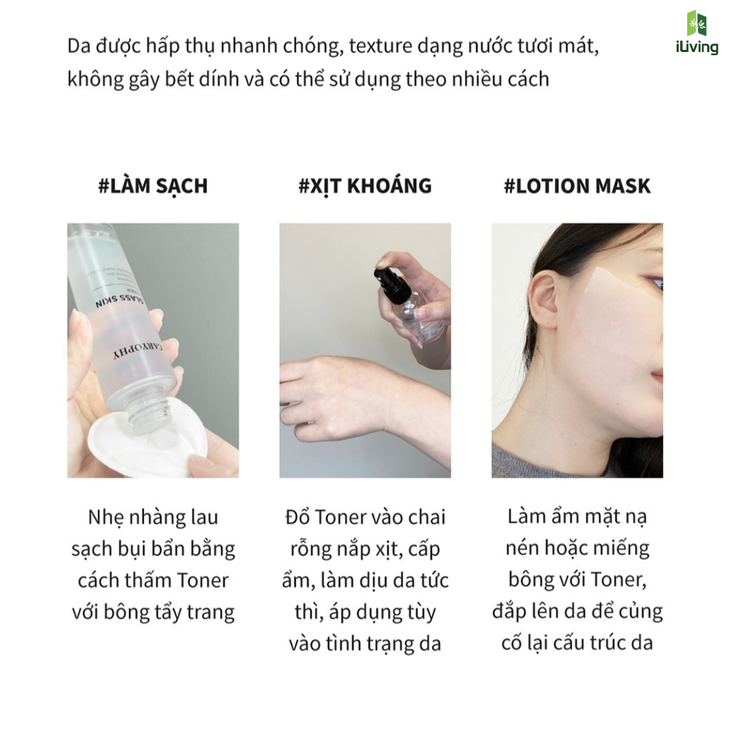 Nước cân bằng dưỡng sáng da Caryophy Glass Skin Toner 120ml ILIVING-CARTNDT120