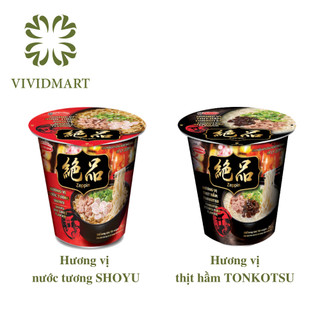  - ACECOOK - Mì ly Zeppin Nhật Bản 2 vị: Hương vị nước tương Shoyu và hương vị thịt hầm Tonkotsu (75g / ly)