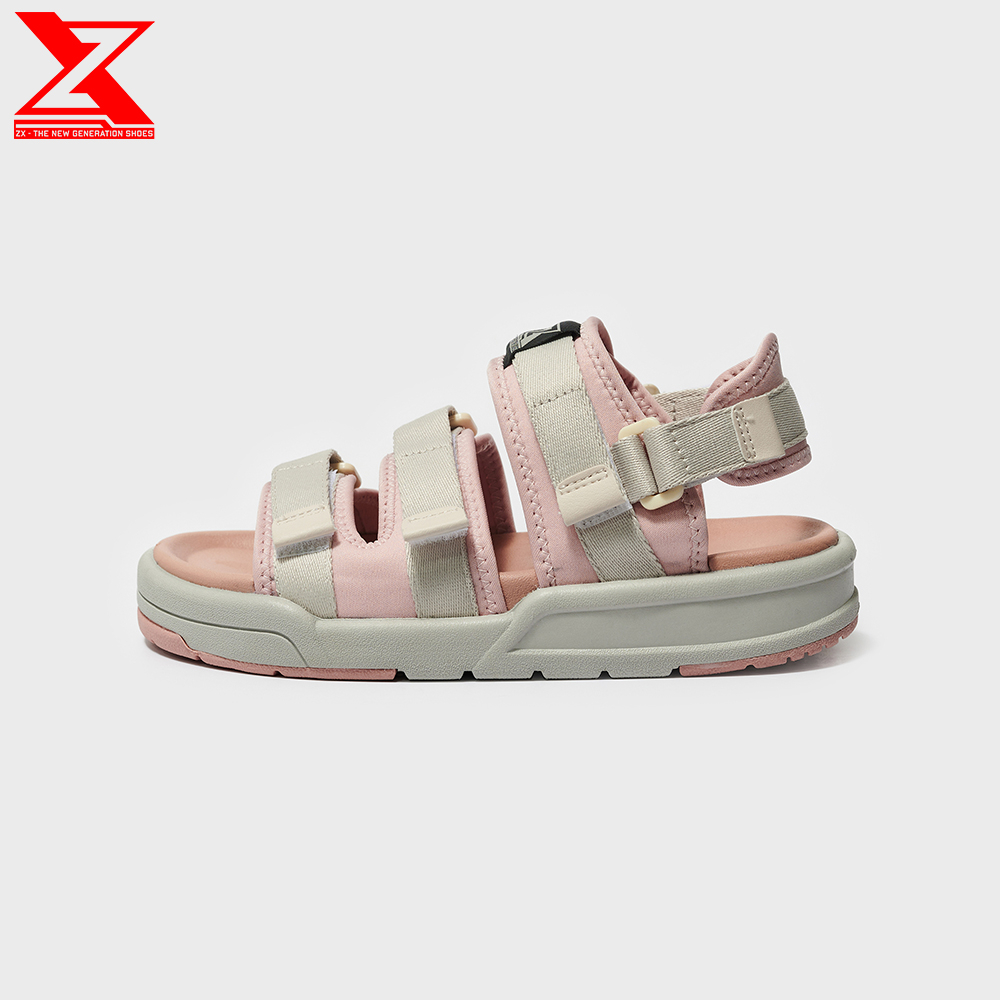 Giày sandal nữ ZX 3128 Pink cream 3 quai có thể tháo quai sau, đế EVA 3cm công nghệ đế 3 lớp