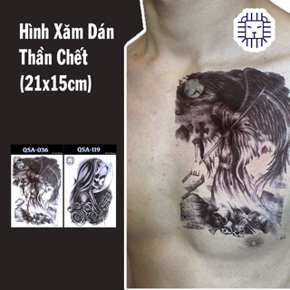 [Loại Ngắn Ngày] Hình Xăm Dán Thần Chết Chụp Ảnh, Đóng Phim, Dễ Dàng Tẩy Xóa - Dùng 2-5 Ngày (21x15cm)
