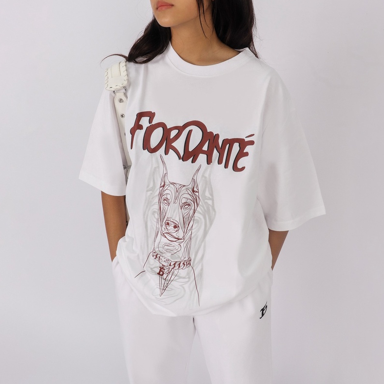 Áo thun Nữ Local Brand Unisex DOBERMAN TEE form rộng FIOR DANTÉ Màu Trắng 100% Vải Cotton Co Dãn, Thoáng Mát