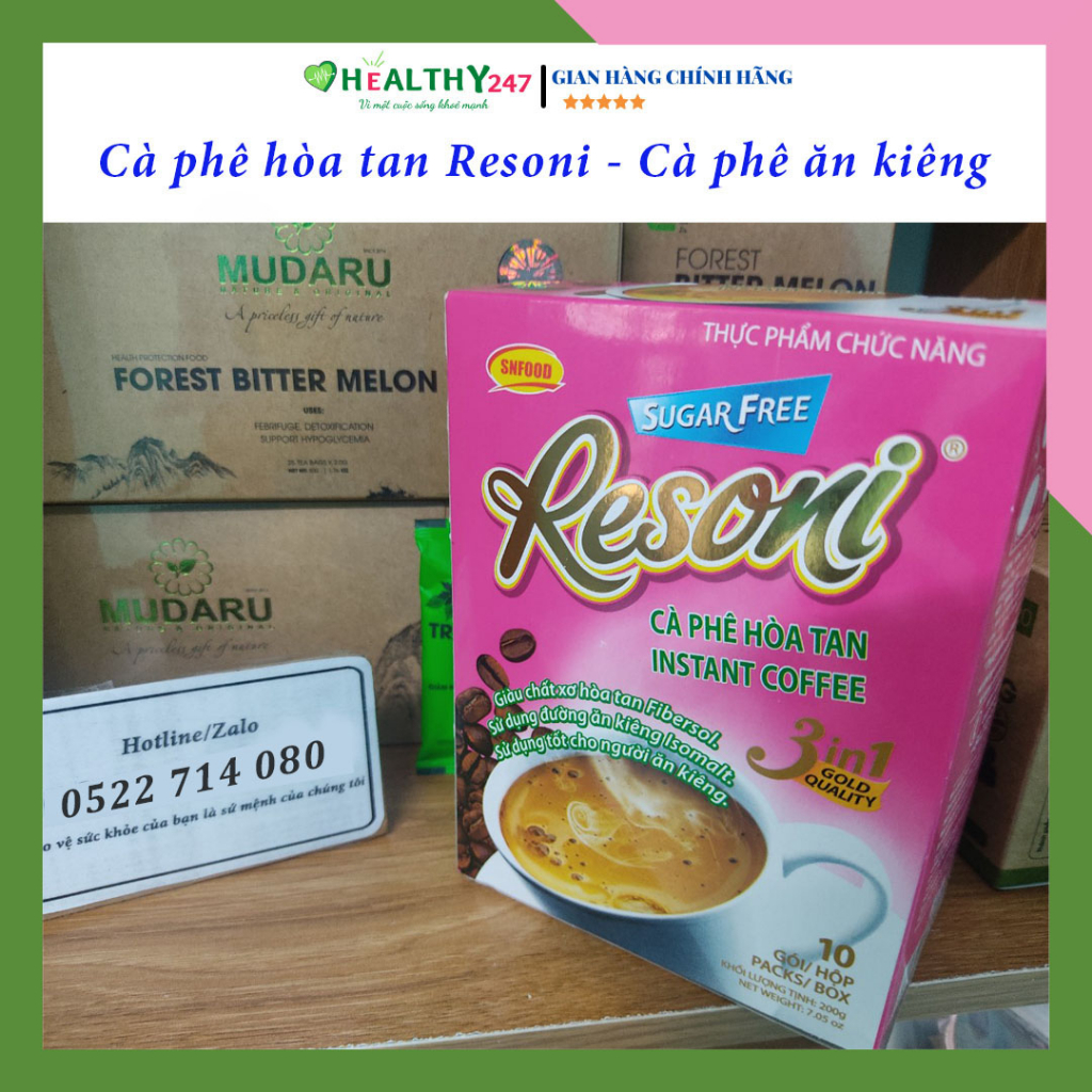 Cà phê dành cho người tiểu đường, ăn kiêng Resoni hộp 200g