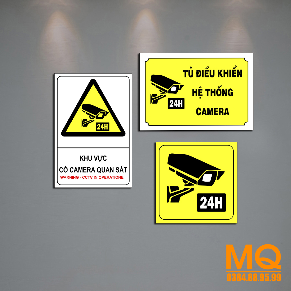 Biển Báo - Biển Cảnh Báo Khu Vực Có Camera Giám Sát - Biển Treo Nơi Thang Máy, Hầm Xe Chung Cư, Siêu Thị...
