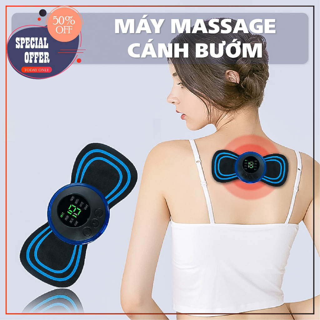 Miếng dán massage toàn thân mini, máy massage cổ vai gáy lưng 6 chế độ xoa bóp thoải mái