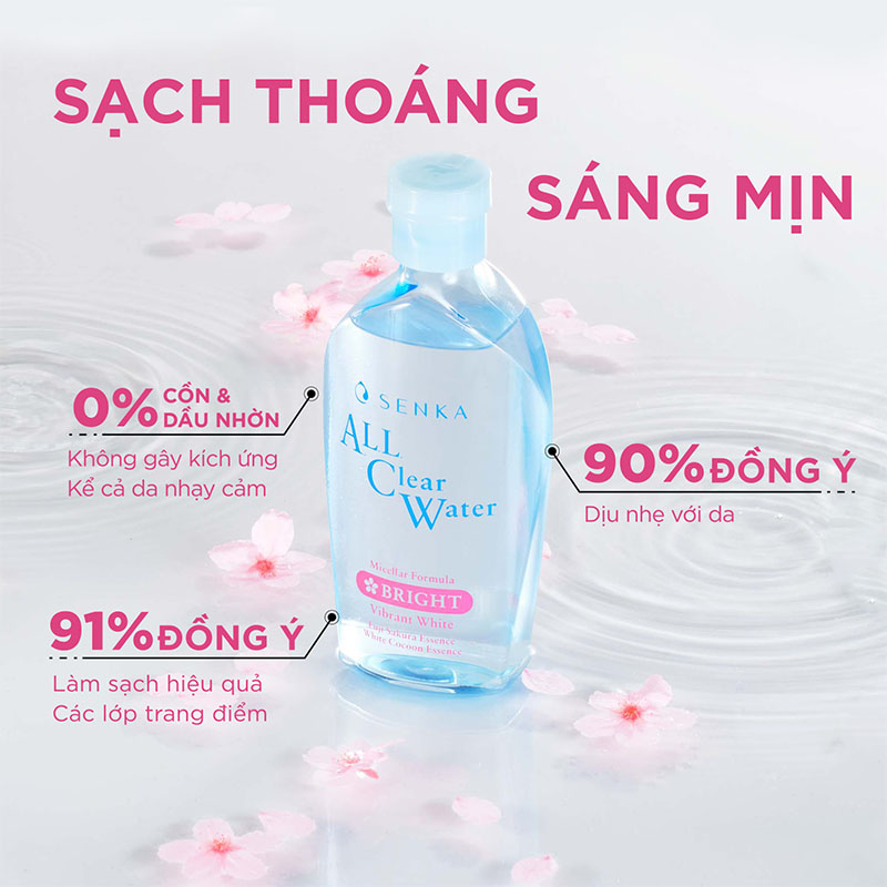 Bộ 02 Nước tẩy trang dưỡng trắng Senka All Clear Water Micellar Formula White (Bright) 230ml