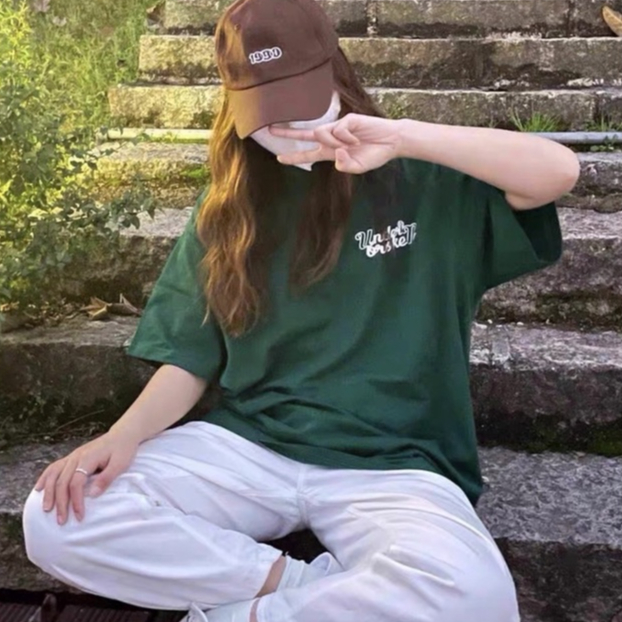 Áo Thun Xanh Green HAZEE phom Tay Lỡ màu trend Xanh Lá 100% Cotton
