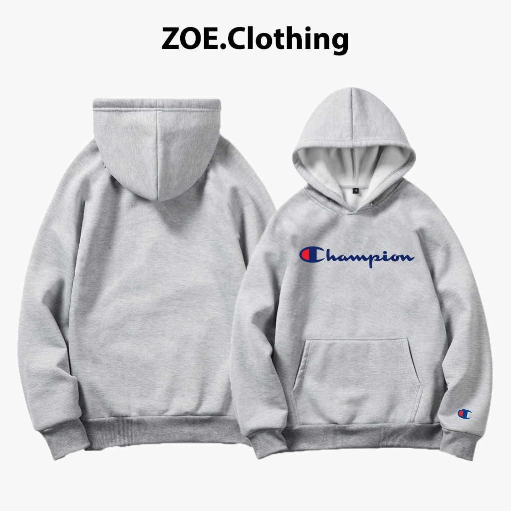 áo Hoodie Champion nỉ cotton form rộng unisex, Hoodie dáng rộng dài tay, phong cách thể thao đường phố, Zoeclothing