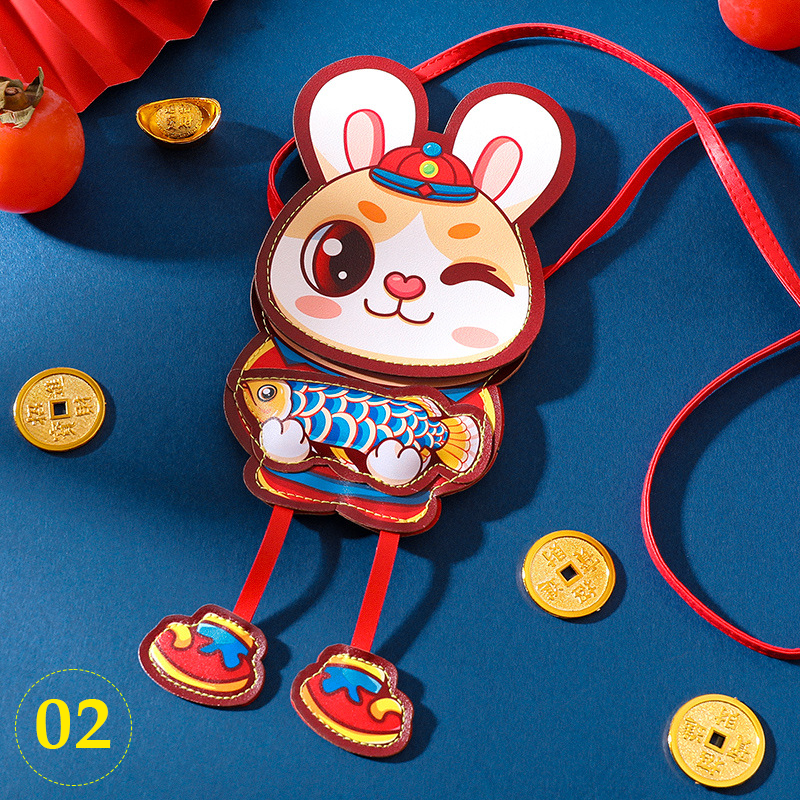 🍀Bao Lì Xì Bằng Da Màu Đỏ Có Dây Đeo