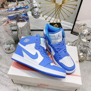 Giày Jordan Xanh Dương cổ cao - Giày JD1 Jordan Xanh Dương Cao thời trang đế cao su non, vải và da cao xấp đủ phụ kiện