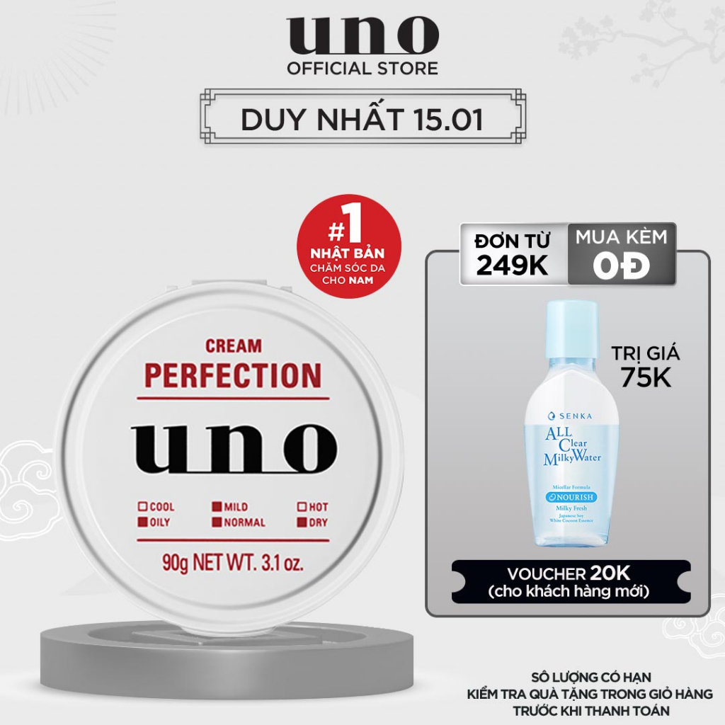 Kem đêm Dưỡng ẩm Kiềm dầu 5 trong 1 UNO Cream Perfection 90g