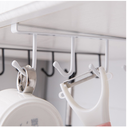 Thanh 6 móc treo nhà bếp, móc treo đồ gắn tủ tiết kiệm không gian- THANH 6 MÓC INOX NẸP