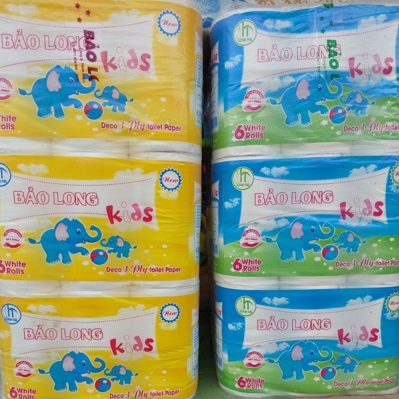 Lốc 6 Cuộn Không Lõi/ Có Lõi Cao Cấp Bảo Long. Giấy 3 Lớp Siêu Mềm Mịn Và Dai