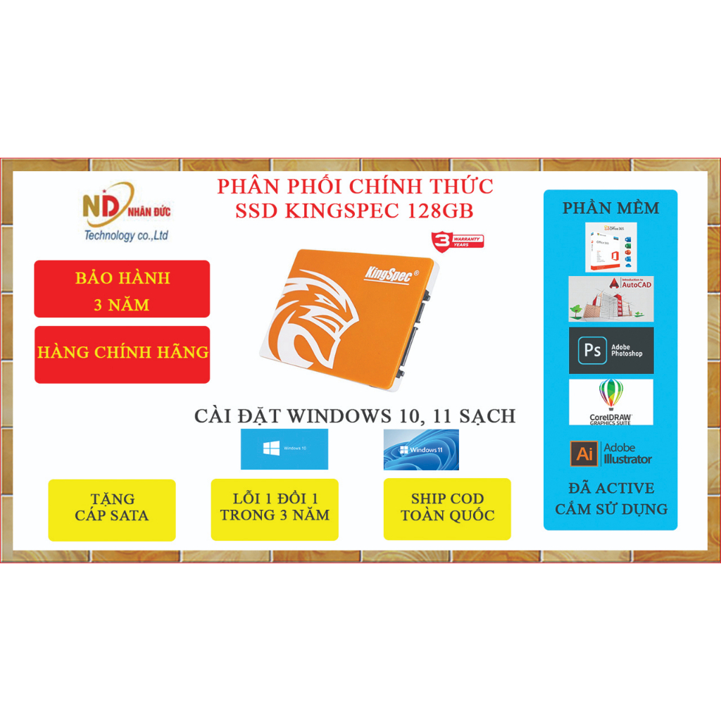 Ổ cứng ssd Kingspec/Mixie 128GB/240GB/256GB đủ phần mềm văn phòng, đồ họa, game