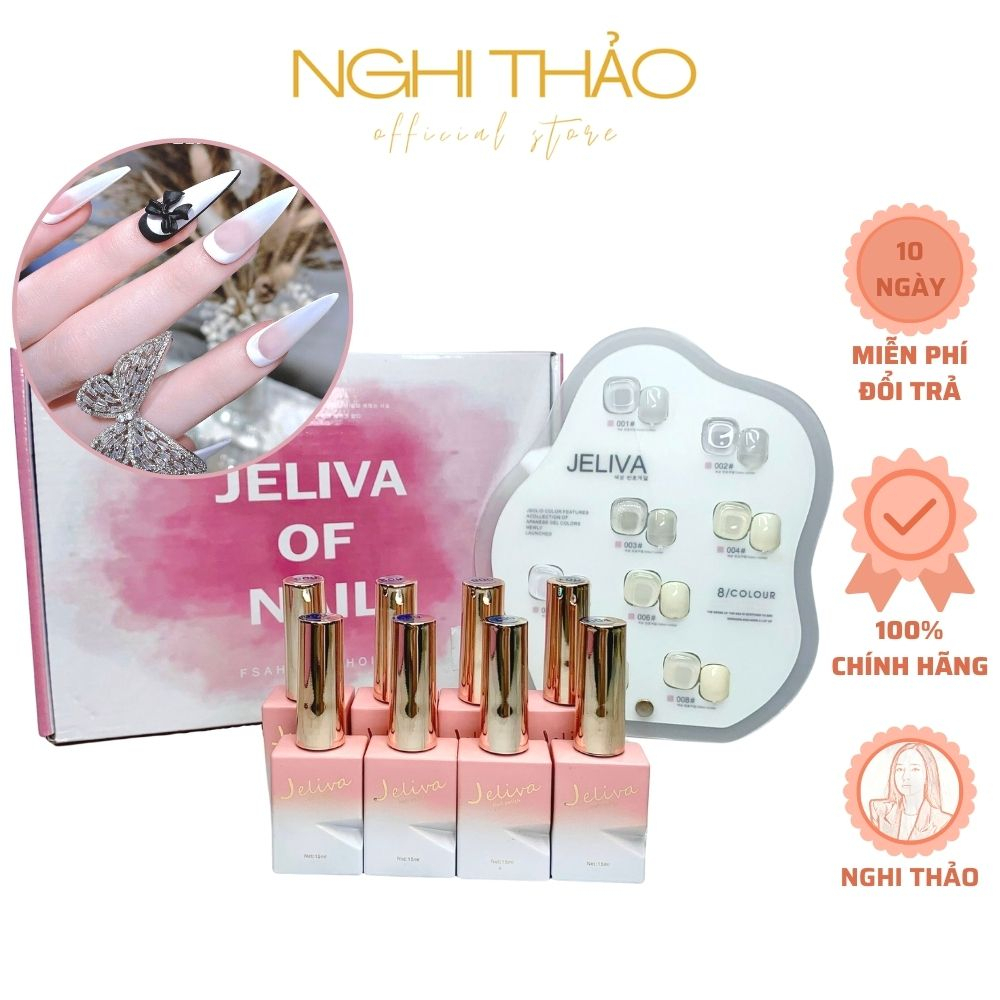 Set sơn gel trắng JELIVA 8 màu NGHI THẢO
