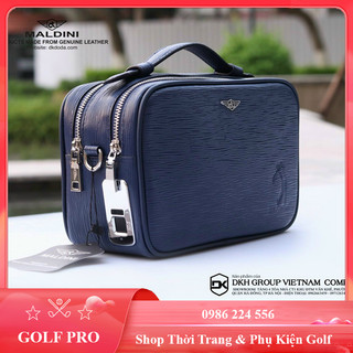 Túi golf cầm tay Maldini da bò nhập khẩu Italia có khóa vân tay cao cấp đựng phụ kiện cá nhân CT010