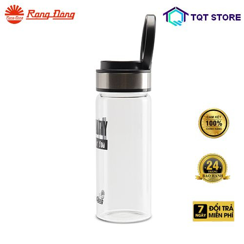 Bình nước cầm tay 450ml Rạng Đông, thân thủy tinh, nắp nhựa ABS-Inox, Model: RD-045G1