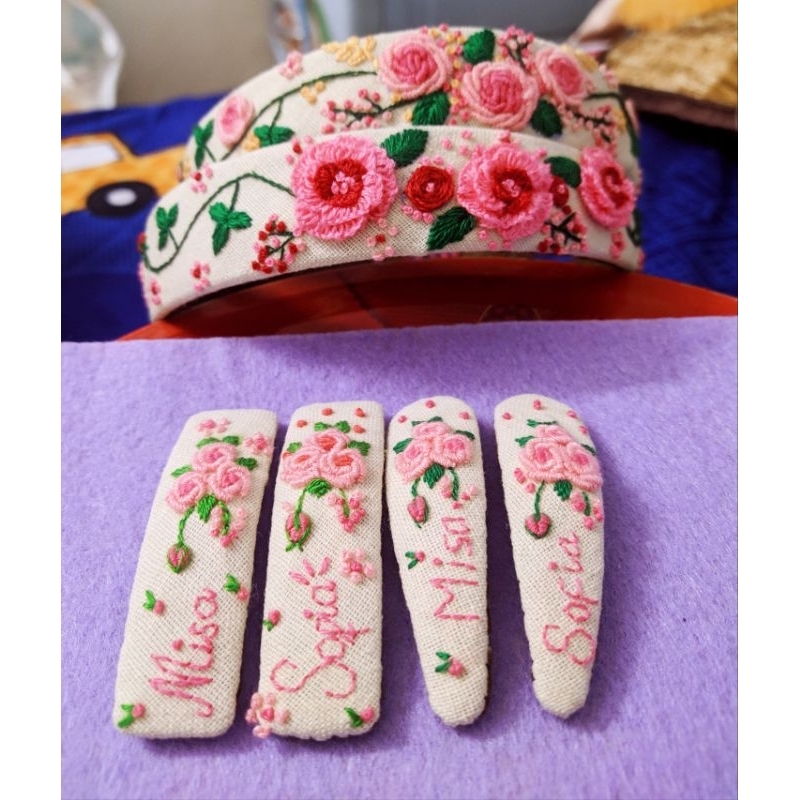 Kẹp tóc thêu tay-kẹp tóc thêu tên- kẹp tóc hàn quốc cho bé