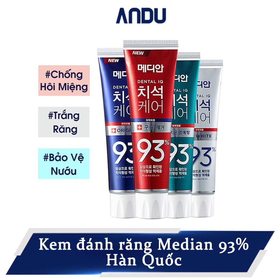 Kem Đánh Trắng Răng MEDIAN 93% 120gr Giúp Hơi Thở Thơm Tho