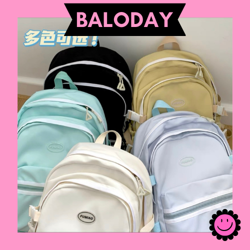 Balo nữ đi học basic FUMIAO, màu pastel dễ thương, đáng yêu