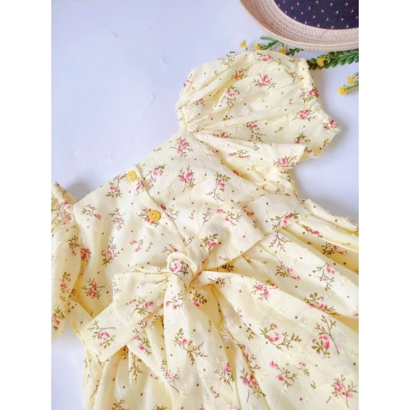 Váy đầm Smock hoa nhí Hồng & Vàng cho bé gái 7kg - 25kg