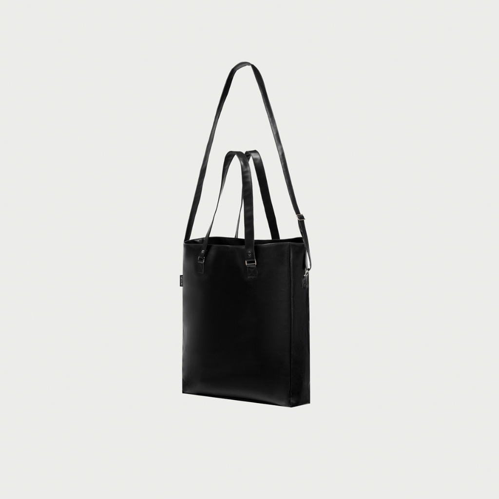 TATICHU - Black Leather Tote Bag -  Túi tote da có quai đeo