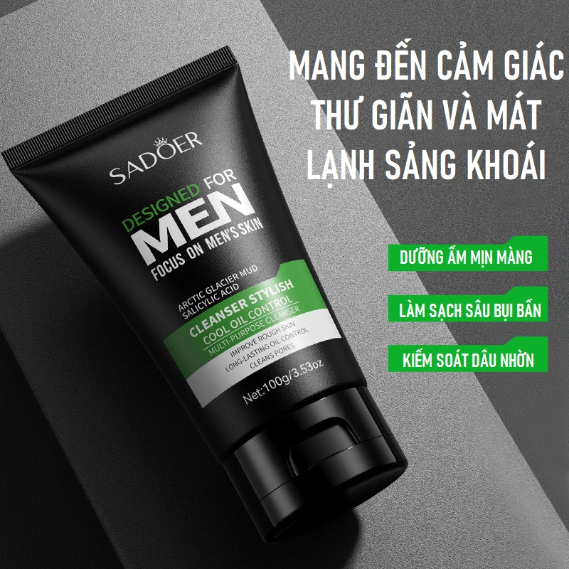 Sữa Rửa Mặt Cleanser Stylish Cool Oil Control 100g, Làm Sạch Sâu Nhẹ Nhàng Lấy Đi Lớp Bụi Bẩn, Tế Bào Chết Trên Da