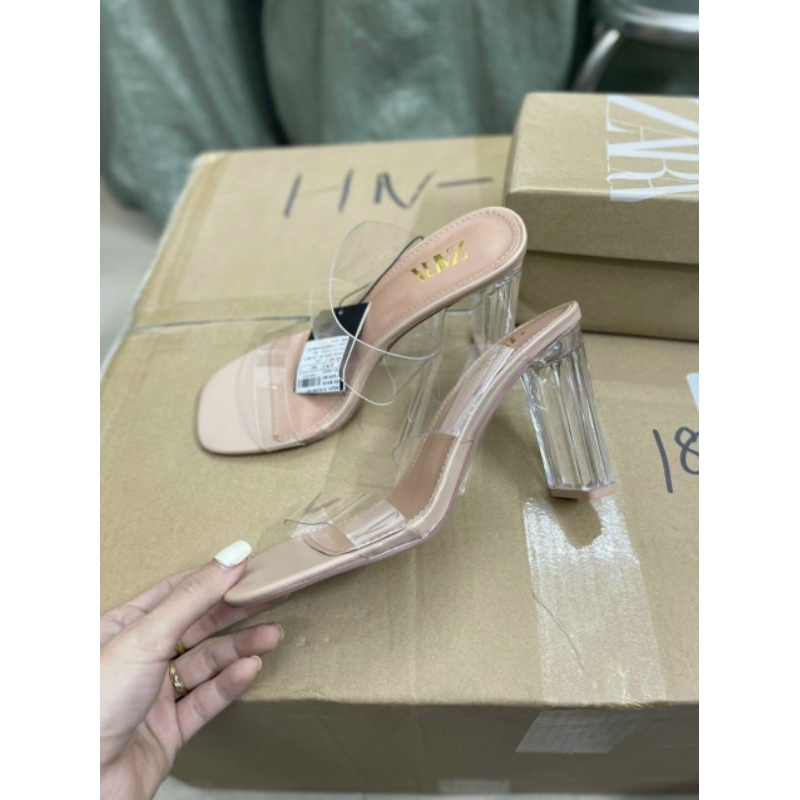 Guốc zara mica quai trong đế vuông xuất dư fullbox
