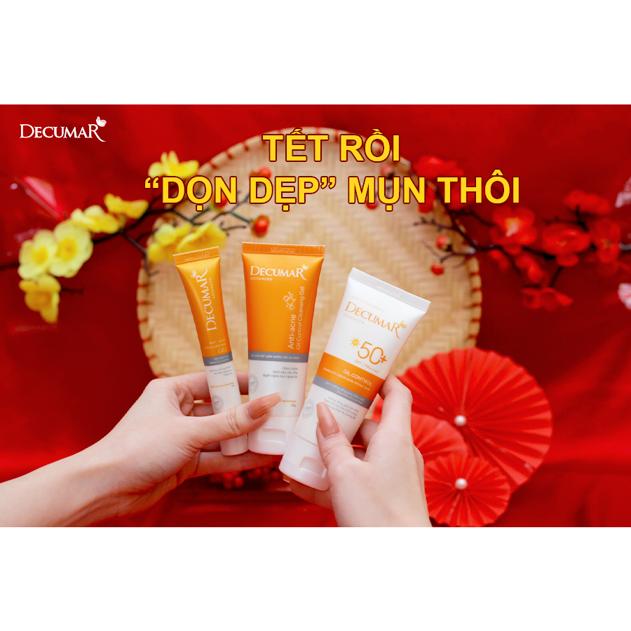 [NHẬP CVIJUL1 GIẢM 10%] Combo Decumar Advanced gồm Gel ngừa mụn, Gel rửa mặt, kem chống nắng cho da mụn hoàn toàn mới