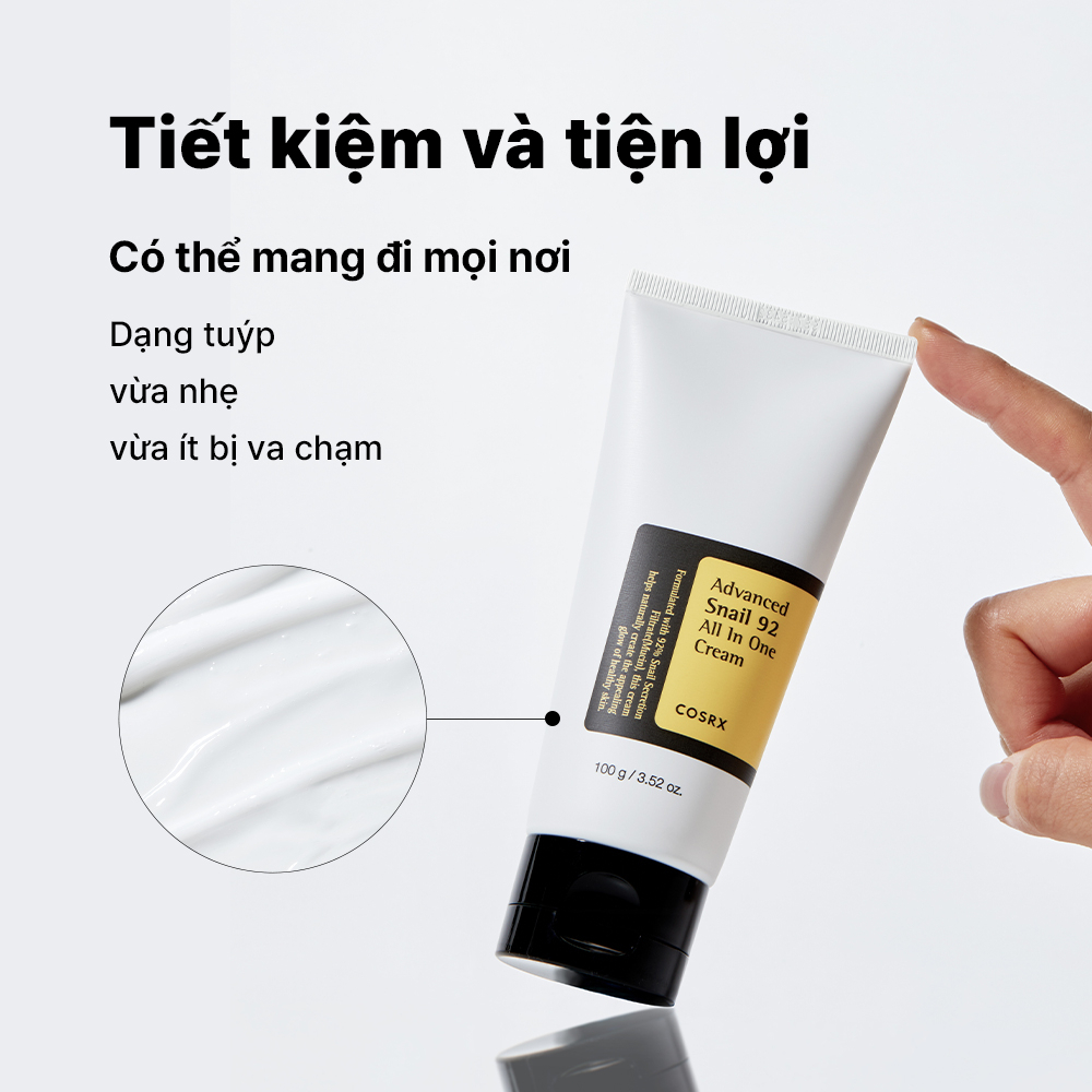 [COSRX OFFICIAL] Kem dưỡng ốc sên COSRX dạng tuýp 100g/50g với 92% dịch ốc sên