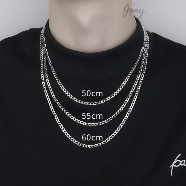 Dây chuyên nam bạc s925 vòng cổ hình mắt xích trơn đơn giản nhiều size không mặt unisex | GEMY SILVER VCN3