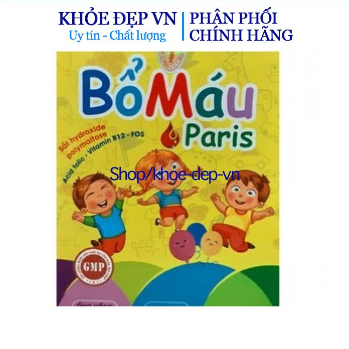 Siro Bổ máu Paris cho bà bầu và trẻ từ 1 tuổi - Bổ sung sắt, Acid Folic Vitamin B9, B12 - Dạng siro an toàn