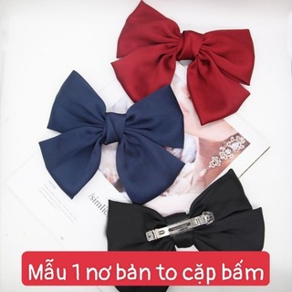Kẹp tóc phối nơ lụa bản to tiểu thư phong cách Hàn Quốc