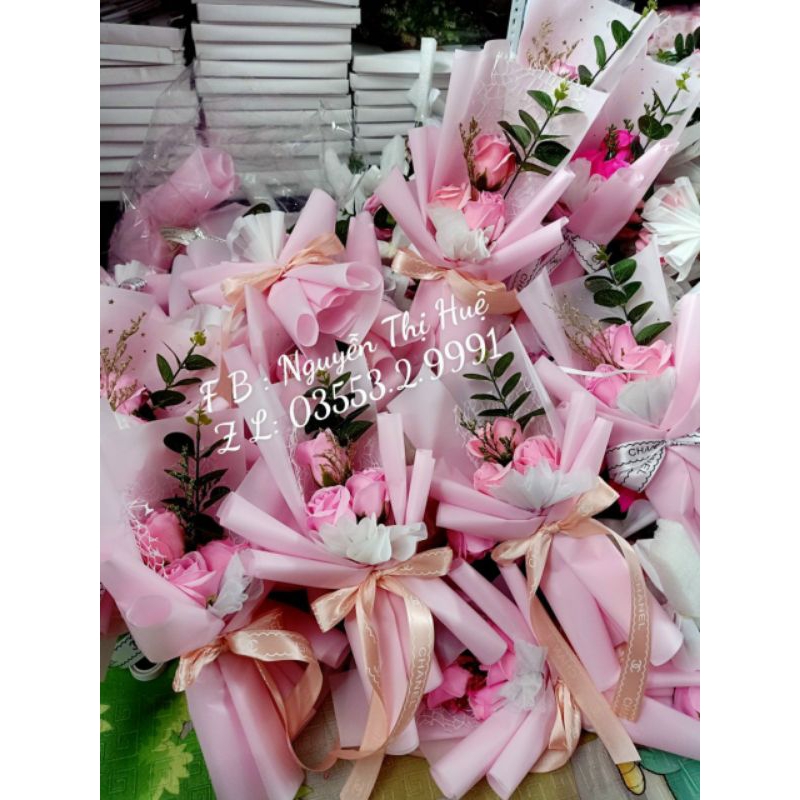 Bó hoa 3 bông sáp+túi thiệp (Vui lòng đặt từ 2 bó )