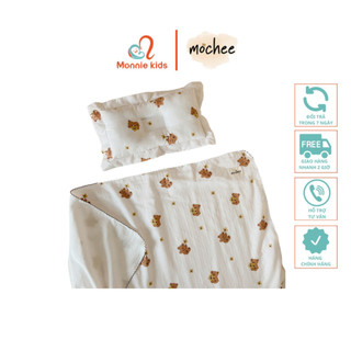 Chăn xô cotton kèm gối cho bé Mochee 100x115cm mềm mại thoáng mát