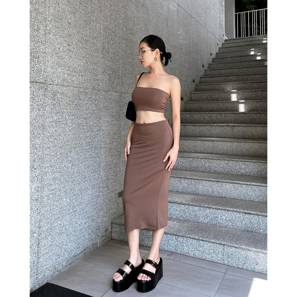Chân váy thun dài basic