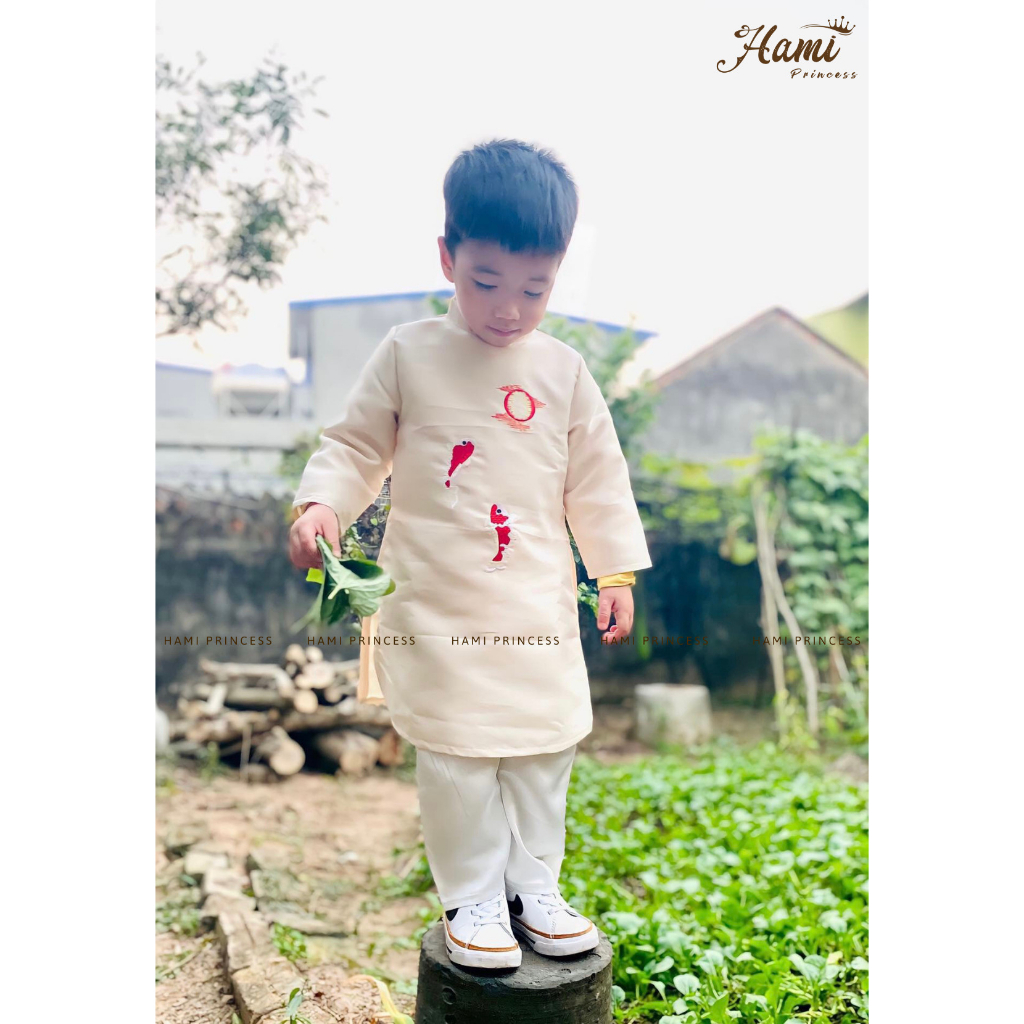 𝐀́𝐨 𝐃𝐚̀𝐢 𝐓𝐚𝐟𝐭𝐚 𝐁𝐞́ 𝐓𝐫𝐚𝐢 - Áo Dài Cách Tân