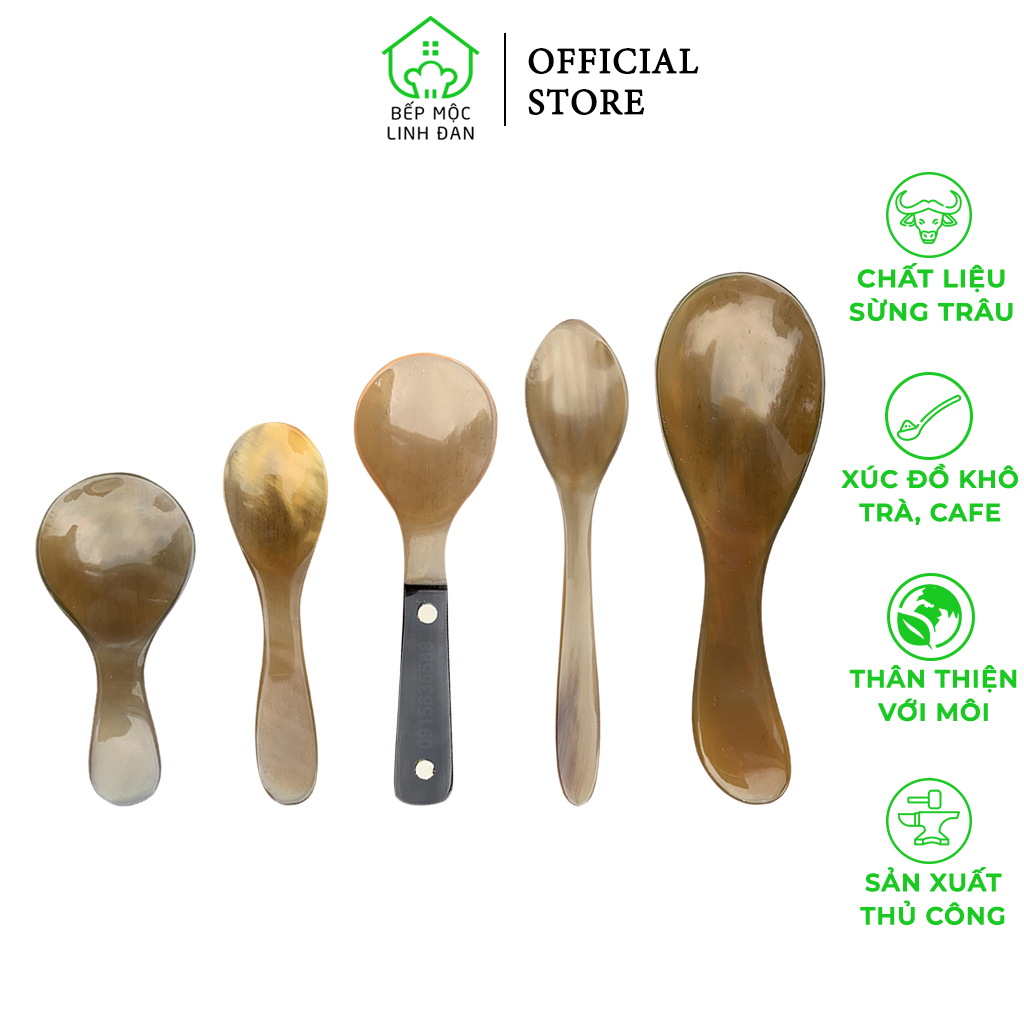 Thìa Xúc Trà/Đồ Khô Bằng SừngTự Nhiên HAHANCO Nhiều Kích Cỡ Kiểu Dáng Siêu Xinh