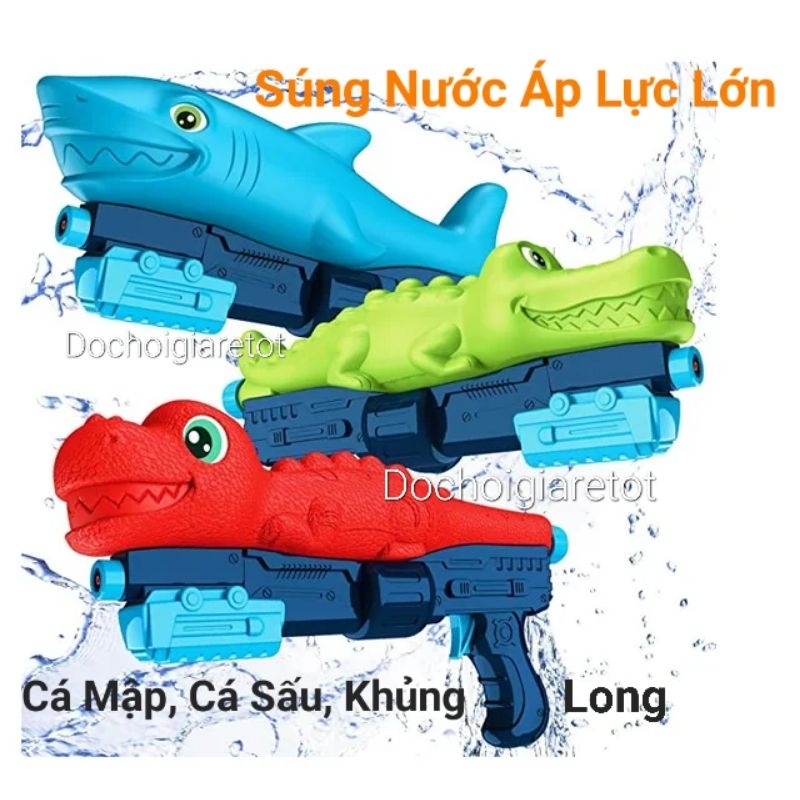 Súng phun nước áp lực hình cá sấu cho bé đồ chơi hồ bơi mùa hè mát mẻ (ảnh thật)