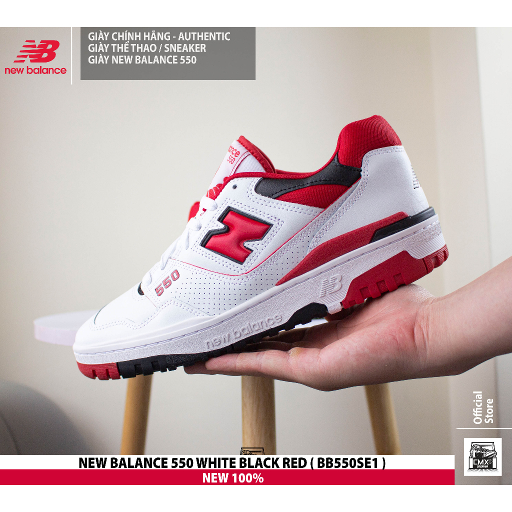 😘  Giày New Balance 550 WHITE BLACK RED  - AUTHENTIC 100%